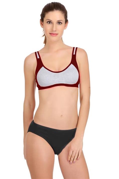 Buy In Curve Women Cotton Bra Panty Set For Lingerie Set Pack Of 1 Color Maroon