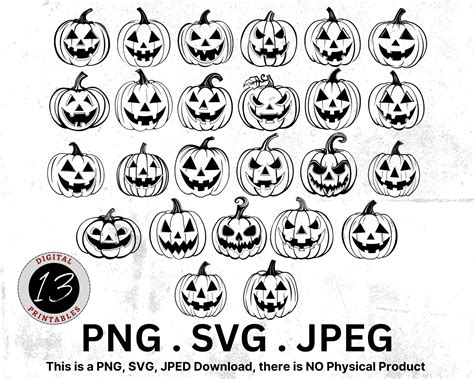 Pumpkin Faces Bundle Svg Halloween Clipart Jack O Lantern Faces Pumpkin Faces Clipart