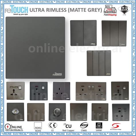 Retouch Matte Grey Ultra Rimless Wall Switch And Socket Sirim Shopee Malaysia