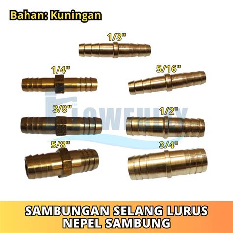 Jual NEPEL SAMBUNG 1 2 INCH KUNINGAN SAMBUNGAN SELANG LURUS KONEKTOR