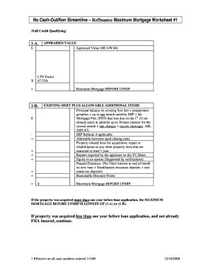 Fha Streamline Worksheet Form Fill And Sign Printable Template Online