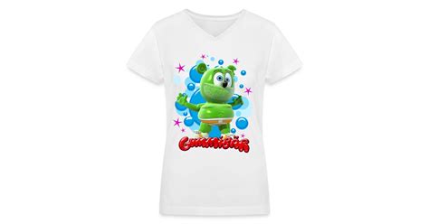 The Official Gummibär T Shirt Shop Gummibär The Gummy Bear Bubbles Ladies V Neck T Shirt