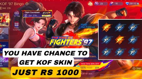 KOF 97 SKINS AT ONLY UNDER 500 DIAMONDS Rs 1000 34 FREE TOKENS