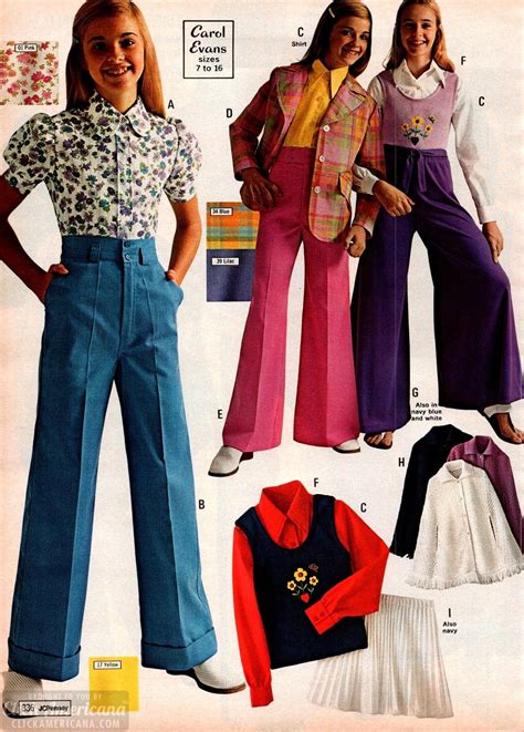 Vintage 70s school clothes for girls in spring colors with floral patterns and embroidery ...