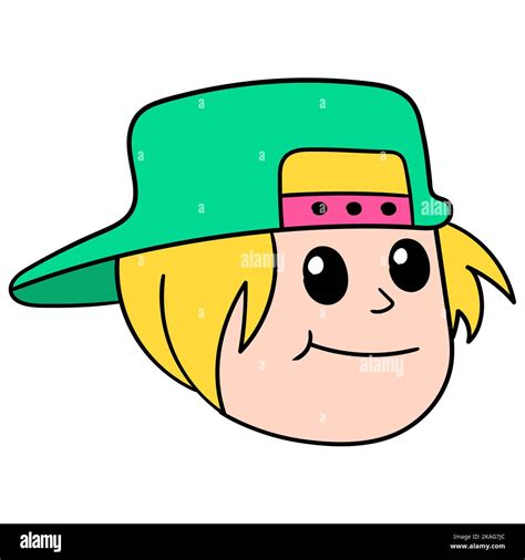 A Cute Doodle Cartoon Character Of A Boy Wearing A Cap Isolated On A