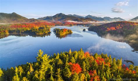 Boreas Pond And The Adirondack High Peaks Range With Morning Fog