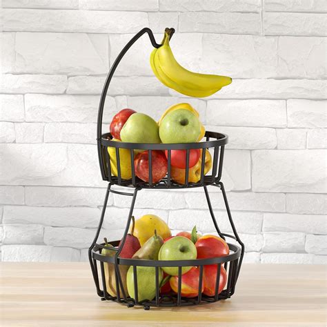 Amazon YFXCVSL 2 Tier Fruit Basket With Banana Tree Hanger