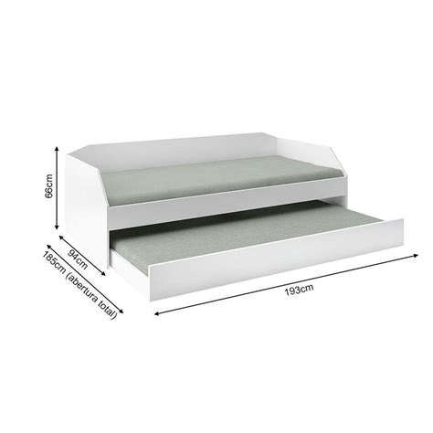 Bicama Solteiro Duo Cama Auxiliar Em Mdf Premium Branco Cor