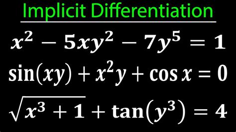 Implicit Differentiation Product Rule Quotient Chain Rule