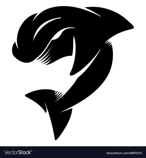 Shark tattoo detailed silhouette Royalty Free Vector Image