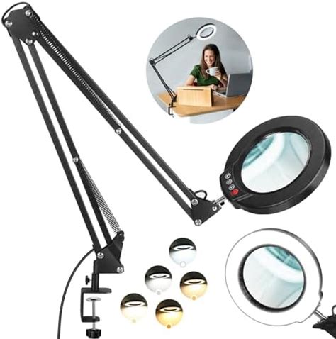 Large 8x Magnifying Glass With Light 5 In Real Glass Stand Lighted Magnifier 3