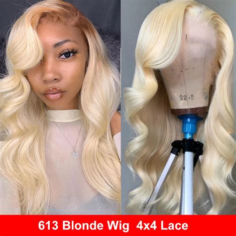 613 Wig Body Wave Wig Blonde Human Hair Wig 4x4 Lace Closure Wig 4x4