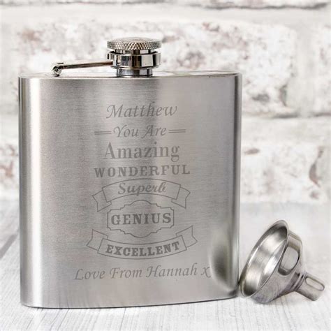 Personalised Classic Vintage Hip Flask Drinking T