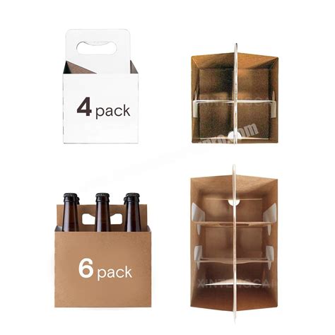 Custom Printed Portable Beer Bottle Glasses Wine Box Corrugated Carriers Paper Packaging Box Six