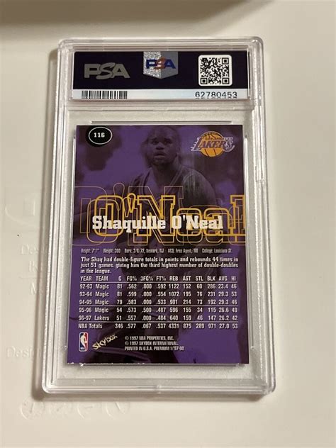 1997 98 Skybox Premium 116 Shaquille O Neal Lakers HOF PSA 8 NM MT EBay