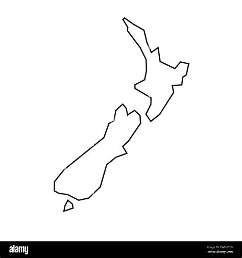 New Zealand Country Thin Black Outline Silhouette Simplified Map