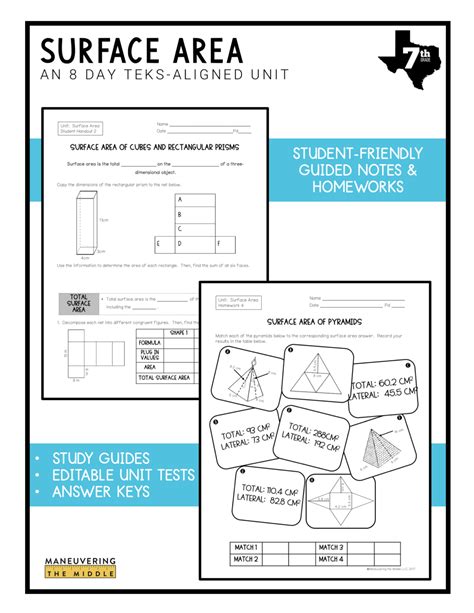 Surface Area Unit Th Grade Teks Maneuvering The Middle