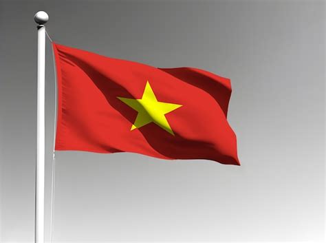 Bandera Nacional De Vietnam Ondeando Sobre Fondo Gris Foto Premium