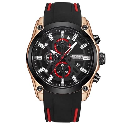 Ripley RELOJ MEGIR HOMBRE ANÁLOGO MEG 2 ORO ROSA NEGRO ROJO ACERO