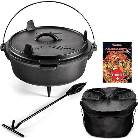 ᐅ Uno Casa Grilltopf Camping Dutch Oven Set Aus Gusseisen 5 7 L Feuertopf Mit Deckel Otto