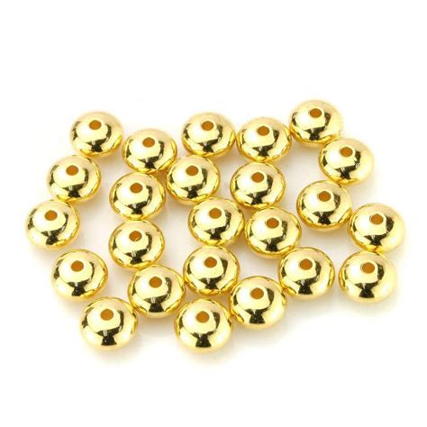 Beadnova Pcs Mm Gold Plated Metal Rondelle Spacer Beads Smooth Solid