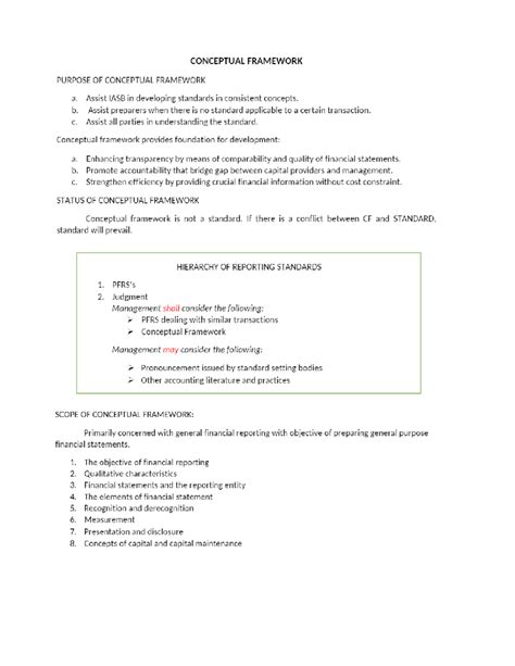 Conceptual Framework Summary BS Accountancy Studocu