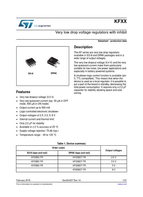 Kf Bdt Tr Datasheet Stmicroelectronics