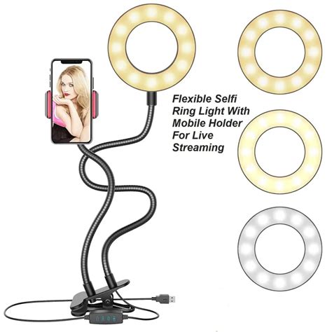 Selfie Ring Light Stand with Cell Phone Holder for Live StreamMakeup - One Click Shopping