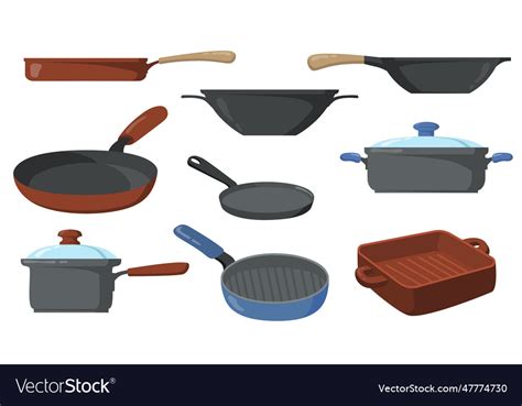 Kitchen Pots Set Royalty Free Vector Image Vectorstock