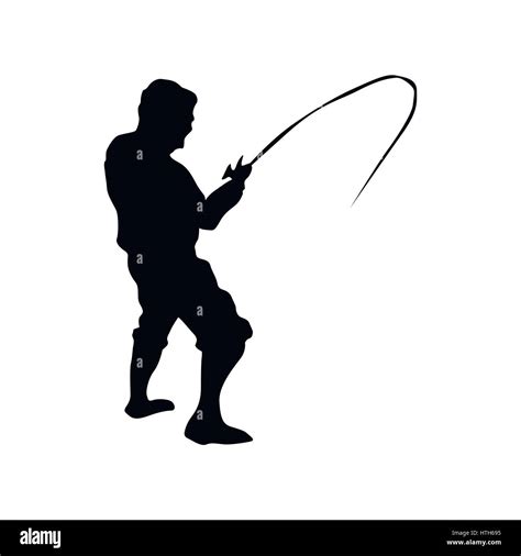 Fisherman Silhouette Black Stock Vector Image Art Alamy