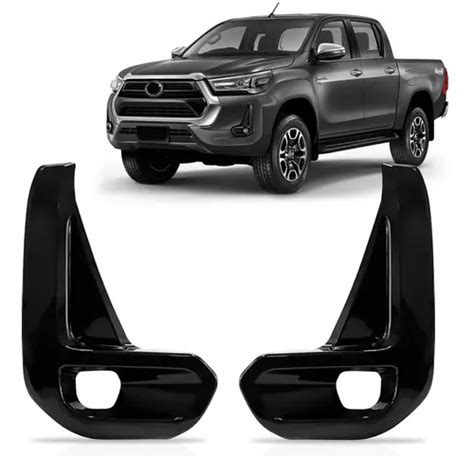 Par Moldura Milha Hilux 2021 2022 2023 Black Piano C Furo