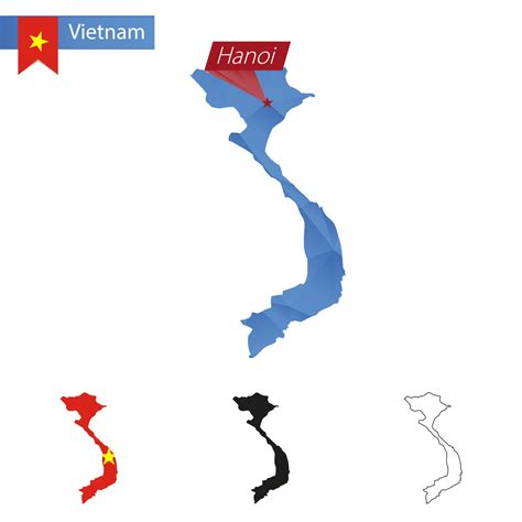 Vietnam Blue Low Poly Map With Capital Hanoi 18818237 Vector Art At