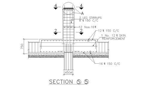 Reinforcement Detail of a Pile section. Download AutoCAD DWG file ...