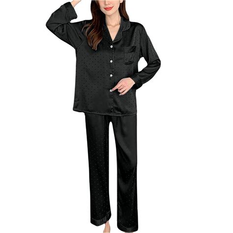 Oalirro Pajama Sets For Women 2 Piece Silk Satin Pajama Set Long Sleeve