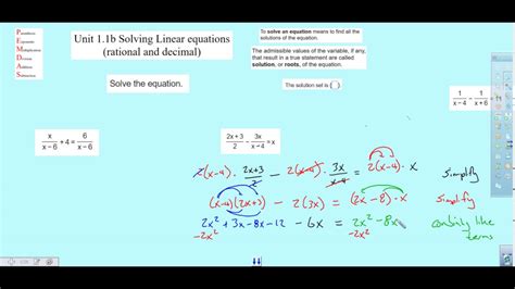 Unit 1 1b Solving Rational Equantions W Linear Equations Youtube