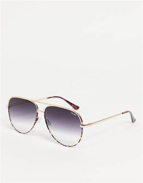 Quay High Key Womens Aviator Sunglasses In Gold Asos