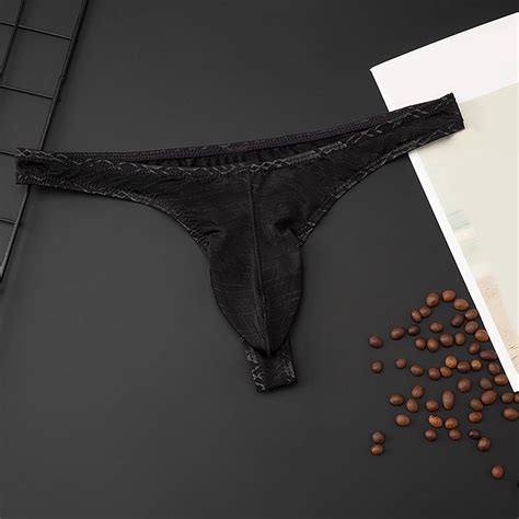 Miluxas Men S Low Waist Ice Silk Solid Color Brief Panties Breathable Thin Bikini Briefs