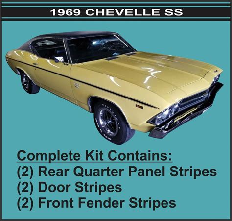 New Black 1969 Chevelle Ss Complete Stripe Kit Ebay