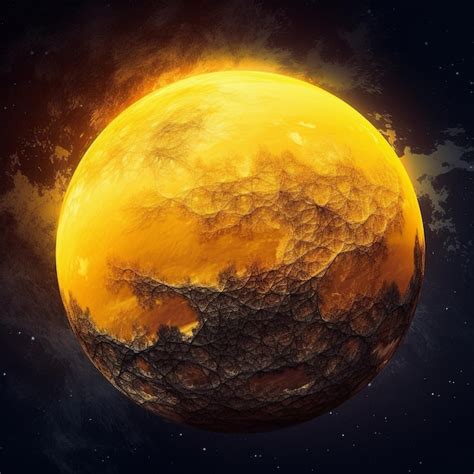 Premium AI Image | A yellow planet with a yellow moon and the sky in ...