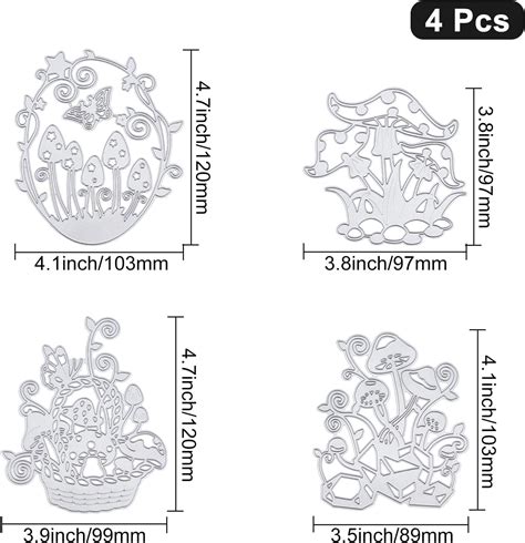 ORIGACH 4 Plantillas De Plantillas De Troquelado De Metal De Hongos