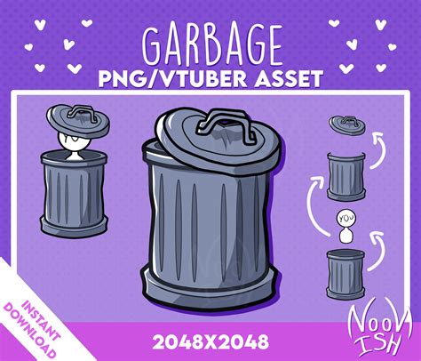 Vtuber PNG Tuber Asset GARBAGE BIN Veadotube Discord Etsy