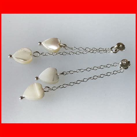 Mother Of Pearl Double Hearts Earrings Attachment Part Price £2200