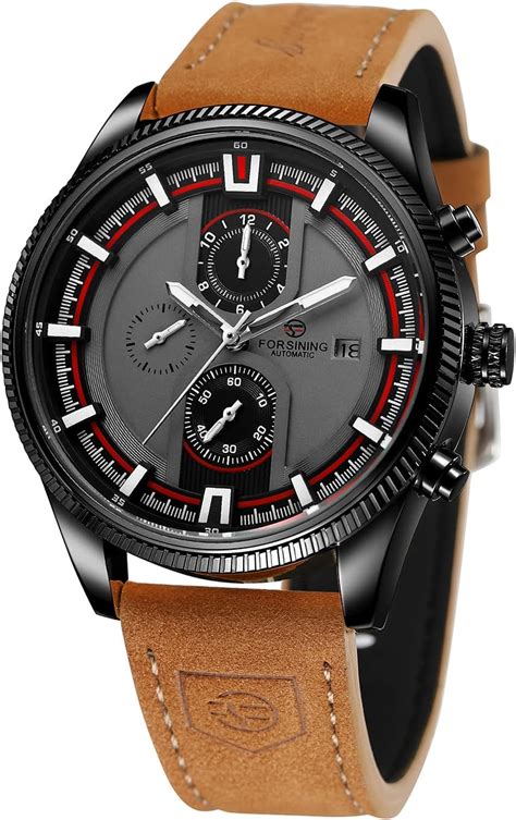 Forsining Men S Automatic Tourbillon Waterproof Calendar With Brown