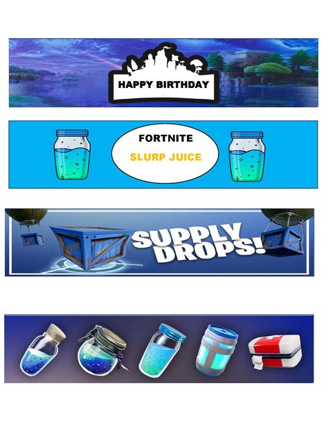 Fortnite Water Bottle Labels Birthday Party Fortnite Water E Water