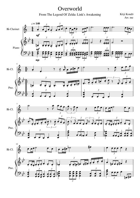 Links Awakening Overworld Theme For Clarinet And Piano Sheet Music