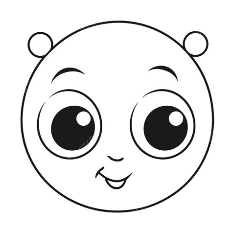 Cartoon Baby Face Coloring Page For Kids Vector Illustration Design