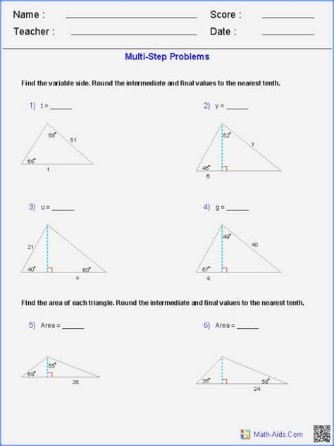 Trigonometry Ratios Worksheets