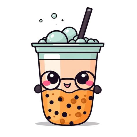 Premium AI Image A Cartoon Bubble Tea With A Straw And A Straw In It