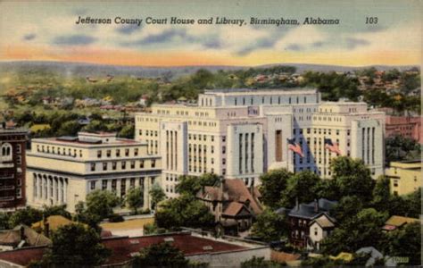 Birmingham Alabama Jefferson County Court House Library ~ Postcard Sku855 Ebay