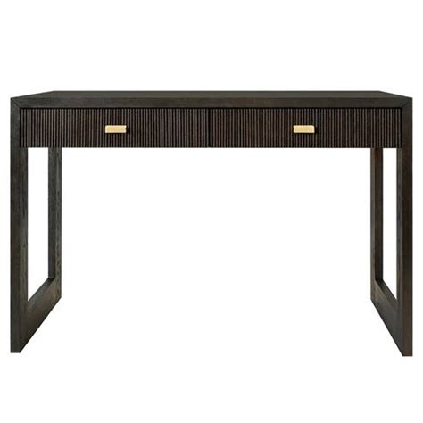 Worlds Away Larkin Modern Classic Dark Brown Oak Wood Brass Desk